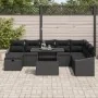 Set de Sofá de Jardín de 9 Piezas con Cojines Negro Ratán Poliéster de , Sofás de exterior - Ref: Foro24-3359860, Precio: 612...