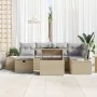 Conjunto de Sofá de Jardín de 7 Piezas con Cojines Beige de Ratán Poliéster | Foro24.es | Tu tienda online para hogar, jardín y más Foro24.es