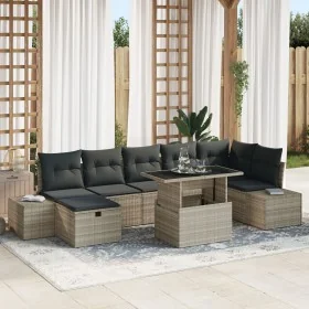 Conjunto de Sofá de Jardín de 8 Piezas con Cojines de Ratán Versátil Gris Claro von , Outdoor-Sofas - Ref: Foro24-3359889, Pr...