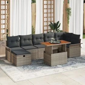 Conjunto de Sofás de Jardín de 8 Piezas con Cojines Gris Ratán Poliéster de , Sofás de exterior - Ref: Foro24-3359919, Precio...