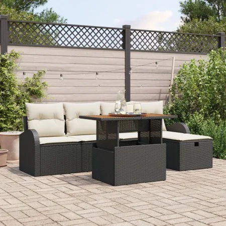 Conjunto de Sofás de Jardín de 6 Piezas con Cojines Negro Poliratán | Foro24.es | Tu tienda online para hogar, jardín y más Foro24.es