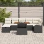 Juego de Sofás de Jardín de 8 Piezas con Cojines de Rattan Poliéster Negro | Foro24.es | Tu tienda online para hogar, jardín y más Foro24.es
