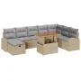 Conjunto de Sofá de Jardín de 9 Piezas con Cojines Beige Poliratán | Foro24.es | Tu tienda online para hogar, jardín y más Foro24.es
