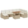 Juego de Sofá de Jardín de 9 Piezas con Cojines Beige Poliratán | Foro24.es | Tu tienda online para hogar, jardín y más Foro24.es