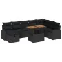 Conjunto de 9 Piezas de Sofá de Jardín con Cojines Ratán Poliéster Negro by , Outdoor sofas - Ref: Foro24-3359985, Price: 604...