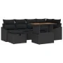 Juego de Sofás de Jardín de 7 Piezas con Cojines Negro Ratán Poliéster by , Outdoor sofas - Ref: Foro24-3360027, Price: 485,5...