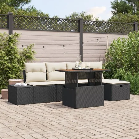 Conjunto de Sofá de Jardín de 6 Piezas con Cojines Negro Ratán Polipropileno by , Outdoor sofas - Ref: Foro24-3360044, Price:...