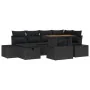 Set de Sofá de Jardín de 7 Piezas con Cojines Negro Poliratán by , Outdoor sofas - Ref: Foro24-3360055, Price: 502,74 €, Disc...