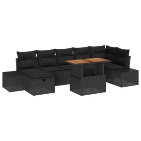 Conjunto de Sofá de Jardín de 8 Piezas con Cojines Negro Ratán Sintético de , Sofás de exterior - Ref: Foro24-3360062, Precio...