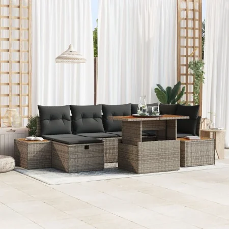 Juego de Sofás de Jardín de 7 Piezas con Cojines Gris Poliratán by , Outdoor sofas - Ref: Foro24-3360079, Price: 500,73 €, Di...