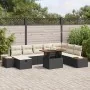 Conjunto de Sofá de Jardín de 9 Piezas con Cojines Negros de Ratán Poliéster by , Outdoor sofas - Ref: Foro24-3360087, Price:...