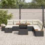 Conjunto de Sofá de Jardín de 9 Piezas con Cojines Negros de Ratán Poliéster by , Outdoor sofas - Ref: Foro24-3360087, Price:...