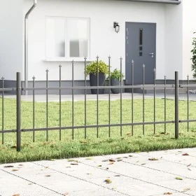 valla de jardín con parte superior en arco gris
