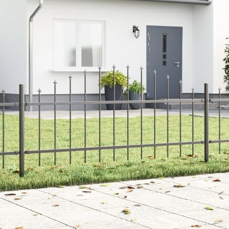 valla de jardín con parte superior en arco gris 6,8x0,75 m de acero | Foro24.es | Tu tienda online para hogar, jardín y más Foro24.es