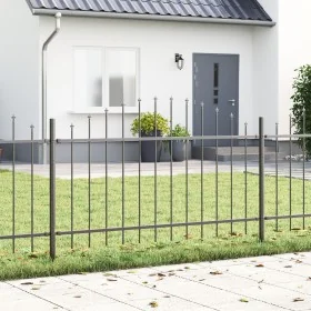 Valla de jardín con arco gris de 8,5x1 m de acero
