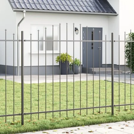 valla de jardín con parte superior en arco gris 8,5x1,5 m de acero | Foro24.es | Tu tienda online para hogar, jardín y más Foro24.es