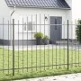 valla de jardín con parte superior en arco gris 8,5x1,5 m de acero | Foro24.es | Tu tienda online para hogar, jardín y más Foro24.es