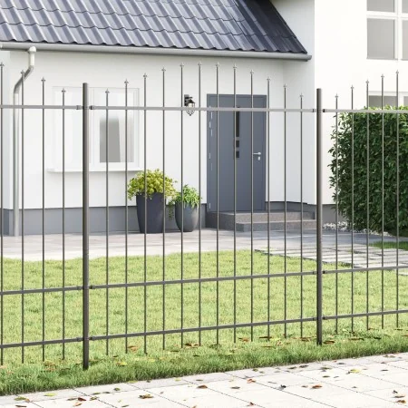valla de jardín con parte superior de aro gris 13,6x1,75 m de acero | Foro24.es | Tu tienda online para hogar, jardín y más Foro24.es
