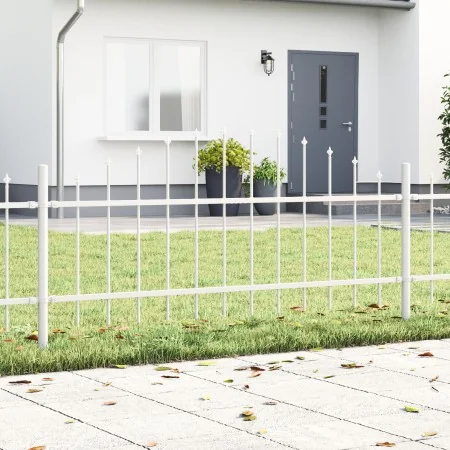 Valla de jardín con parte superior en arco blanca 11,9x0,75 m de acero | Foro24.es | Tu tienda online para hogar, jardín y más Foro24.es