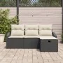 Conjunto de Sofá de Jardín de 4 Piezas con Cojines Negros de Poliratán by , Outdoor sofas - Ref: Foro24-3360578, Price: 274,2...