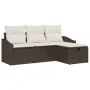 Conjunto de sofá de jardín de 4 piezas con cojines marrón en poliratán de , Sofás de exterior - Ref: Foro24-3360579, Precio: ...