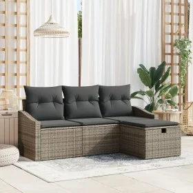 Conjunto de Sofá de Jardín de 4 Piezas con Cojines Grises de Ratán von , Outdoor-Sofas - Ref: Foro24-3360580, Preis: 285,04 €...