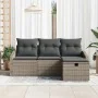 Conjunto de Sofá de Jardín de 4 Piezas con Cojines Grises de Ratán de , Sofás de exterior - Ref: Foro24-3360580, Precio: 285,...