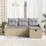Conjunto de sofá de jardín de 4 piezas con cojines beige de ratán poliéster | Foro24.es | Tu tienda online para hogar, jardín y más Foro24.es