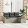 Juego de Sofás de Jardín de 4 Piezas con Cojines Gris Claro Ratán Poly | Foro24.es | Tu tienda online para hogar, jardín y más Foro24.es