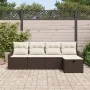 Conjunto de sofá de jardín de 5 piezas con cojines marrón de poliratán by , Outdoor sofas - Ref: Foro24-3360589, Price: 337,4...