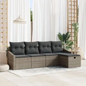 Juego de Sofá de Jardín de 5 Piezas con Cojines Gris Polirratán von , Outdoor-Sofas - Ref: Foro24-3360590, Preis: 339,38 €, R...