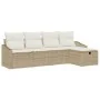 Juego de Sofá de Jardín de 5 Piezas con Cojines Beige Ratán Poliéster by , Outdoor sofas - Ref: Foro24-3360592, Price: 383,03...