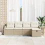Juego de Sofá de Jardín de 5 Piezas con Cojines Beige Ratán Poliéster by , Outdoor sofas - Ref: Foro24-3360592, Price: 383,03...