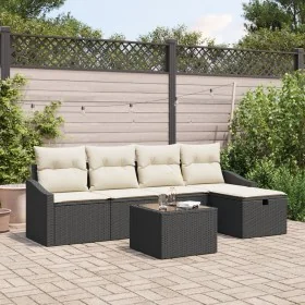 Juego de Sofá de Jardín de 6 Piezas con Cojines Negro Polirratán by , Outdoor sofas - Ref: Foro24-3360598, Price: 373,72 €, D...