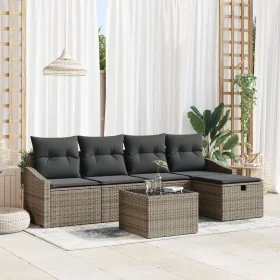Juego de Sofás de Jardín de 6 Piezas con Cojines Gris Ratán Poliéster by , Outdoor sofas - Ref: Foro24-3360600, Price: 387,15...