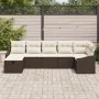 Conjunto de Sofá de Jardín de 7 Piezas con Cojines Marrón Poliratán de , Sofás de exterior - Ref: Foro24-3360629, Precio: 460...