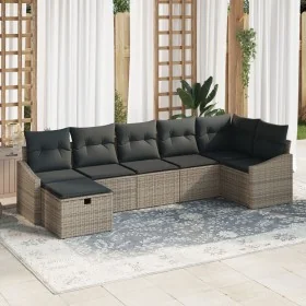 Juego de Sofás de Jardín de 7 Piezas con Cojines Gris Ratán Poliéster by , Outdoor sofas - Ref: Foro24-3360630, Price: 463,13...