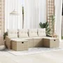 Conjunto de Sofá de Jardín de 6 Piezas con Cojines Beige Ratán de Poliéster by , Outdoor sofas - Ref: Foro24-3360652, Price: ...