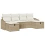 Conjunto de Sofá de Jardín de 6 Piezas con Cojines Beige Ratán de Poliéster by , Outdoor sofas - Ref: Foro24-3360652, Price: ...