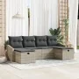 conjunto de sofá de jardín de 6 piezas con cojines de ratán sintético gris claro | Foro24.es | Tu tienda online para hogar, jardín y más Foro24.es