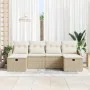 Conjunto de Sofá de Jardín de 6 Piezas con Cojines Beige Ratán de Poliéster by , Outdoor sofas - Ref: Foro24-3360652, Price: ...