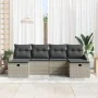 conjunto de sofá de jardín de 6 piezas con cojines de ratán sintético gris claro | Foro24.es | Tu tienda online para hogar, jardín y más Foro24.es