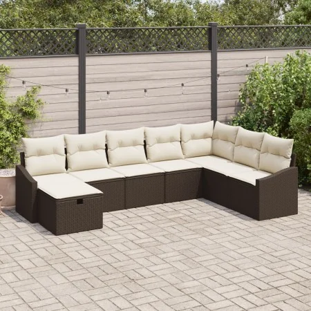 Juego de Sofá de Jardín de 8 Piezas con Cojines Marrón Rattan Poliéster von , Outdoor-Sofas - Ref: Foro24-3360659, Preis: 514...