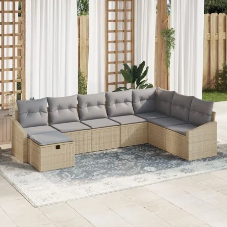 Conjunto de Sofás de Jardín de 8 Piezas con Cojines Beige de Ratán Poli de , Sofás de exterior - Ref: Foro24-3360661, Precio:...