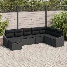 Conjunto de Sofás de Jardín de 8 Piezas con Cojines Negro Poliratán de , Sofás de exterior - Ref: Foro24-3360664, Precio: 512...