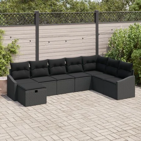 Conjunto de Sofás de Jardín de 8 Piezas con Cojines Negro Poliratán by , Outdoor sofas - Ref: Foro24-3360664, Price: 512,12 €...