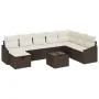 Juego de Sofá de Jardín de 9 Piezas con Cojines Marrón Poliratán by , Outdoor sofas - Ref: Foro24-3360669, Price: 560,61 €, D...