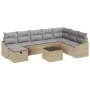 Conjunto de Sofá de Jardín de 9 Piezas con Cojines Beige Ratán Poliéster | Foro24.es | Tu tienda online para hogar, jardín y más Foro24.es