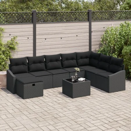 Juego de sofá de jardín de 9 piezas con cojines negro ratán sintético by , Outdoor sofas - Ref: Foro24-3360674, Price: 567,53...