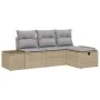 Juego de Sofá de Jardín de 4 Piezas con Cojines Beige de Ratán Sintético by , Outdoor sofas - Ref: Foro24-3360681, Price: 314...